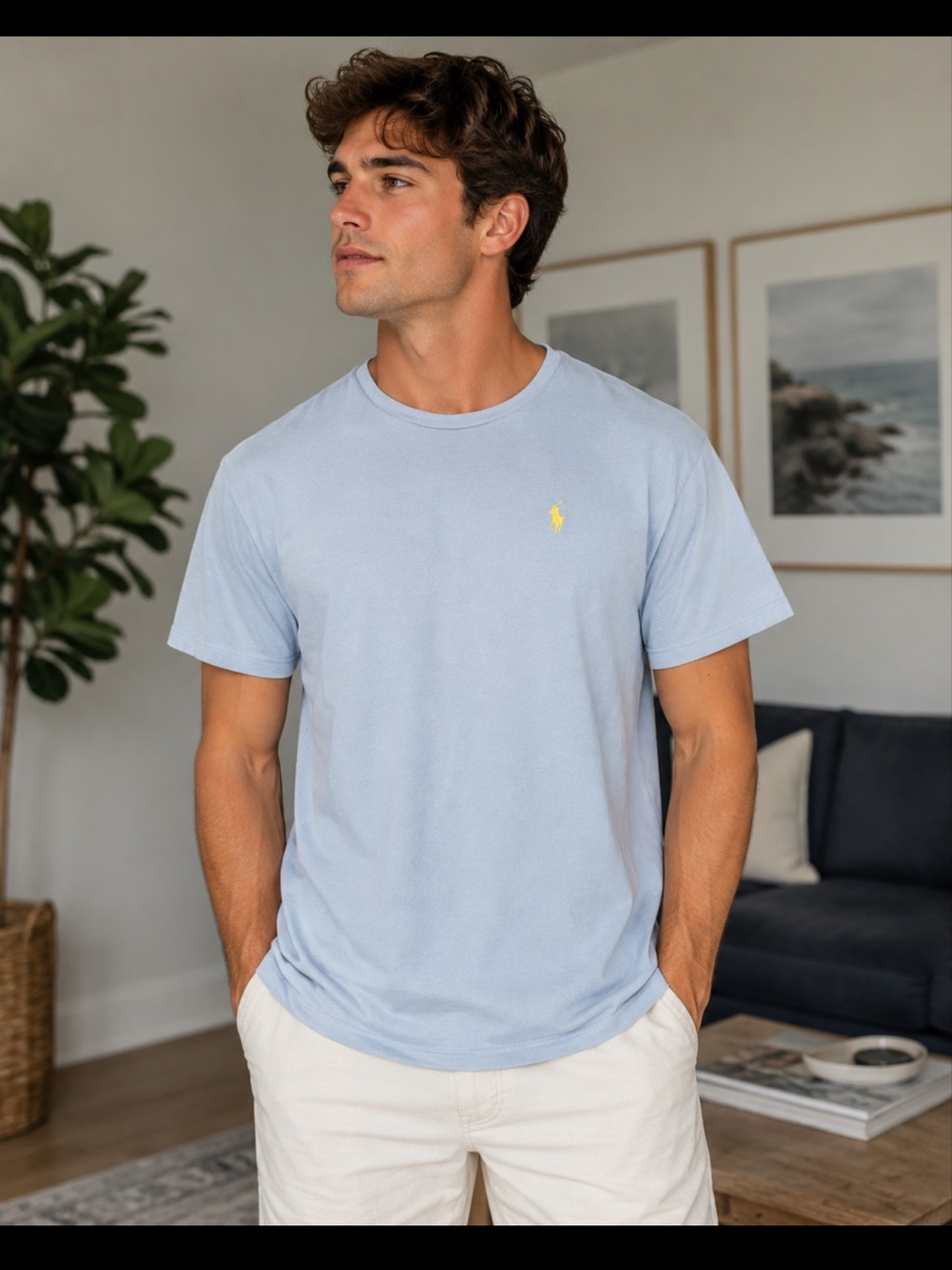 Polo by Ralph Lauren Classic Crewneck T-Shirt - Light Blue. Size XL